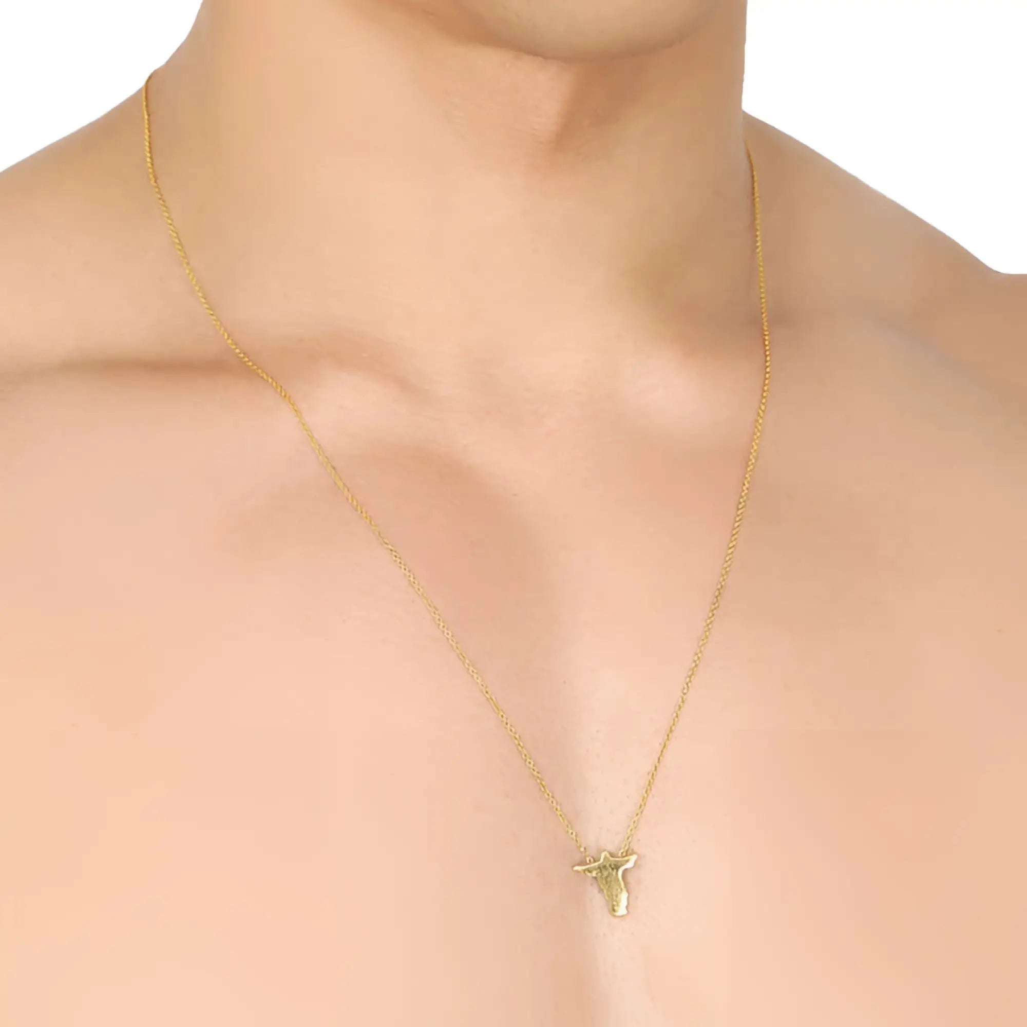 Gold-toned male cross necklace with delicate chain and small intricate bull’s head pendant for men’s fashion jewelry