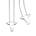 Silver minimalist pendant necklace with christ the redeemer outline the christ scapular male cross necklace