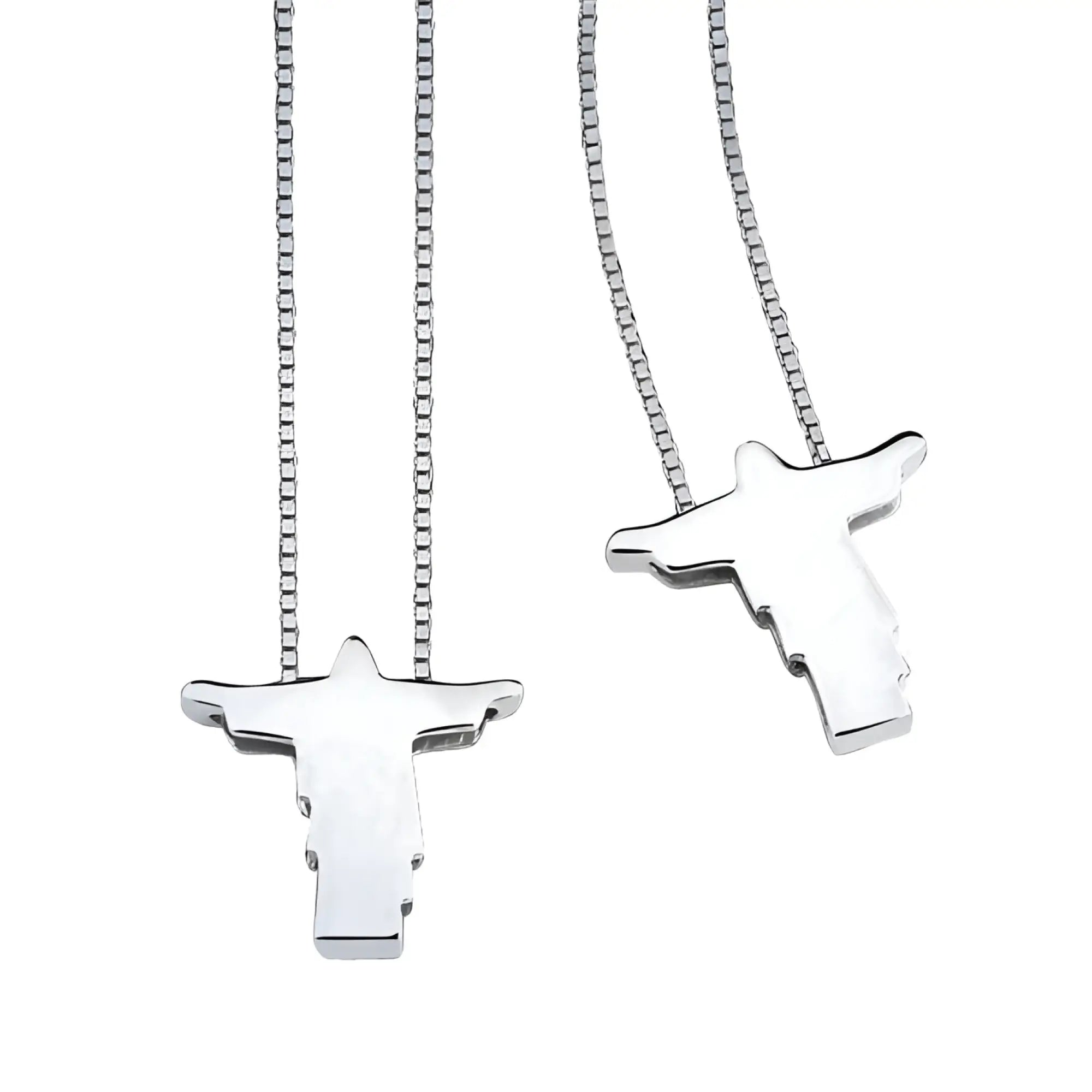 Silver minimalist pendant necklace with christ the redeemer outline the christ scapular male cross necklace