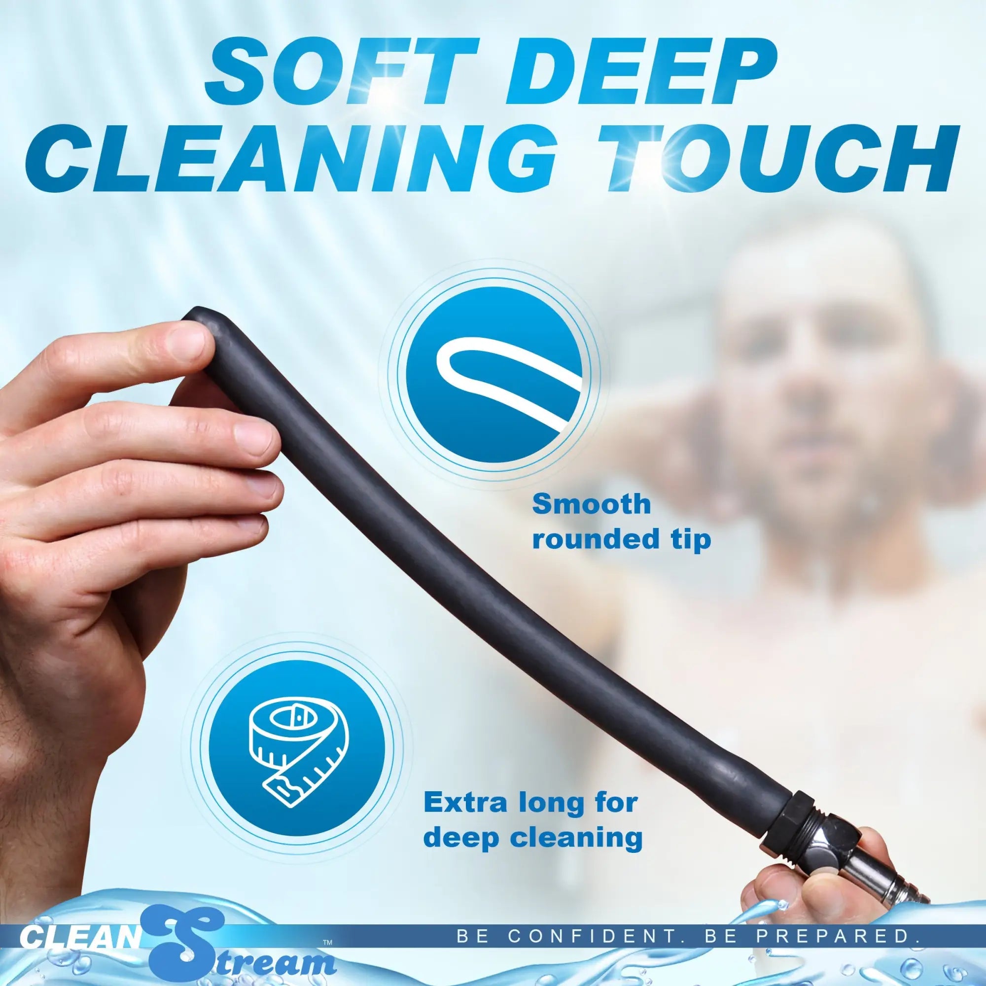 CleanStream 10-inch black silicone comfort nozzle with a smooth, rounded tip for deep cleaning.