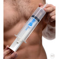 CleanStream 150ml enema syringe: a clear, medical-style plastic plunger held against a person's torso.