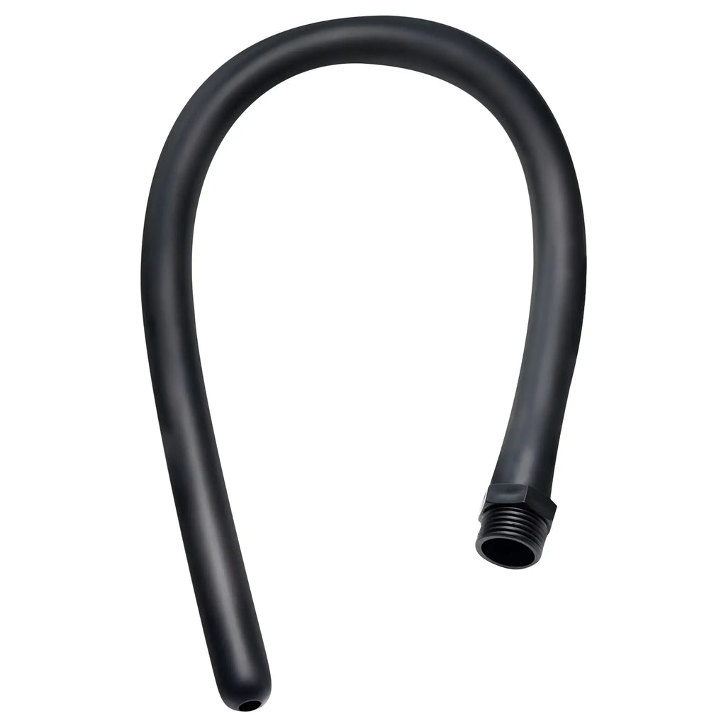 CleanStream 20-inch matte black flexible silicone enema nozzle attachment with a threaded connector.