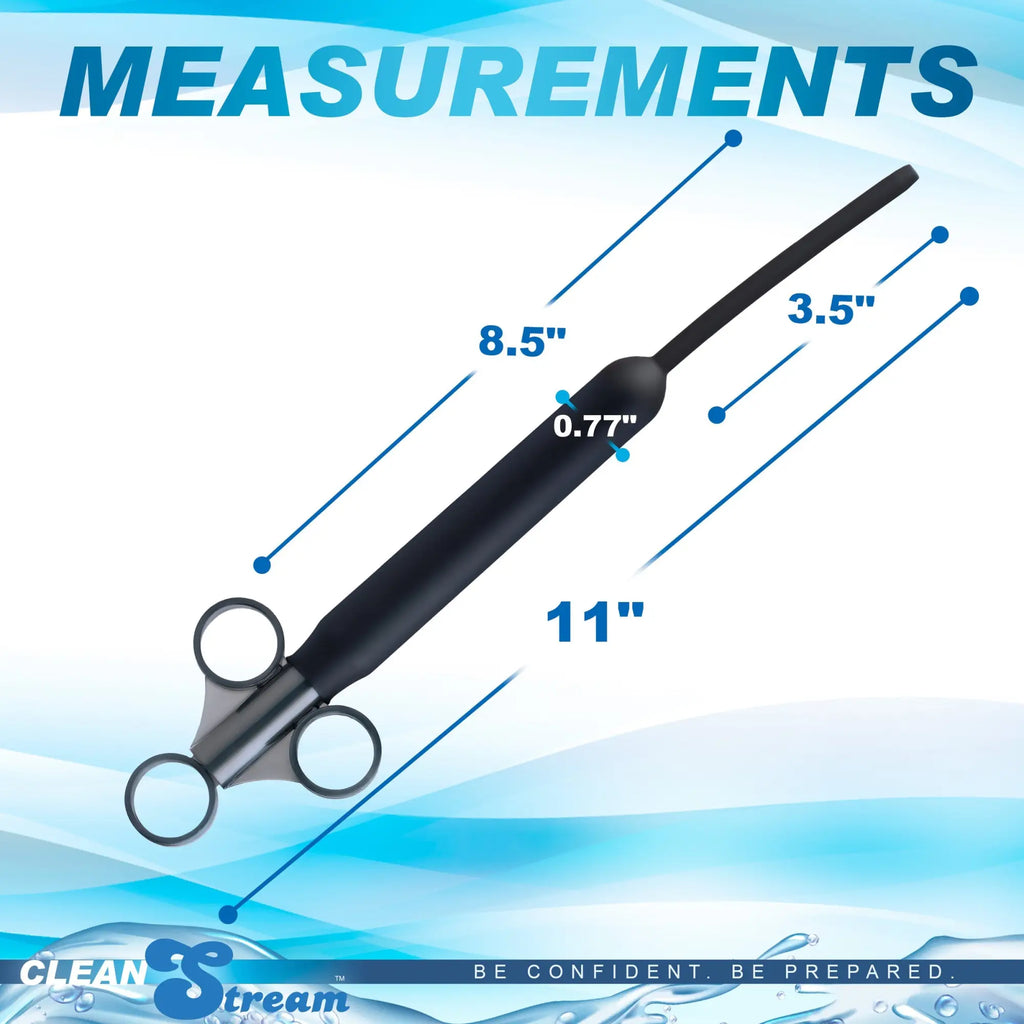 CleanStream Deep Shot Lubricant Launcher: A black syringe-style applicator shown with various measurement labels.