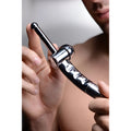 CleanStream Shower Cleansing Nozzle with chrome, metallic finish, held by a man to show its ergonomic, sleek design.