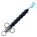 CleanStream Silicone Beaded Lubricant Launcher with a matte black beaded nozzle and silver three-ring plunger handle.