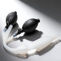 CleanStream Silicone Inflatable Double Bulb System: two black hand pumps connected to clear silicone tubing and nozzles.