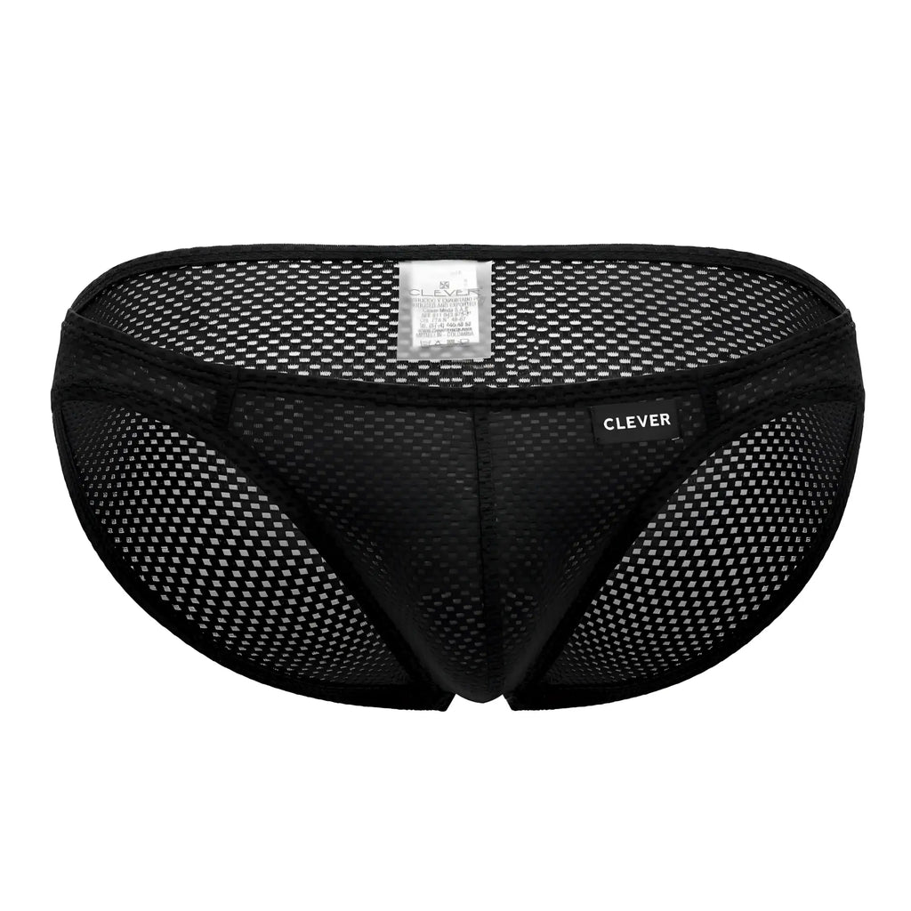Black mesh clever 0535-1 kroma bikini briefs with sleek form-fitting design and branded waistband label