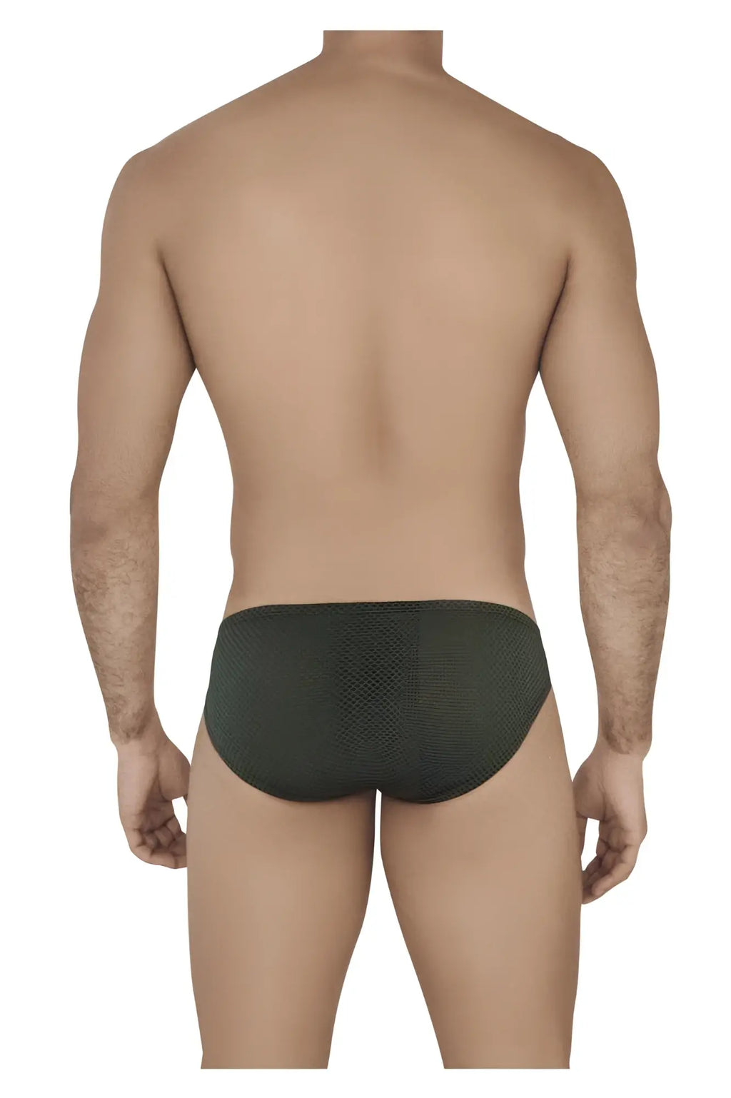 Dark green mesh briefs clever 0535-1 kroma bikini showing front side with breathable fabric and stylish design