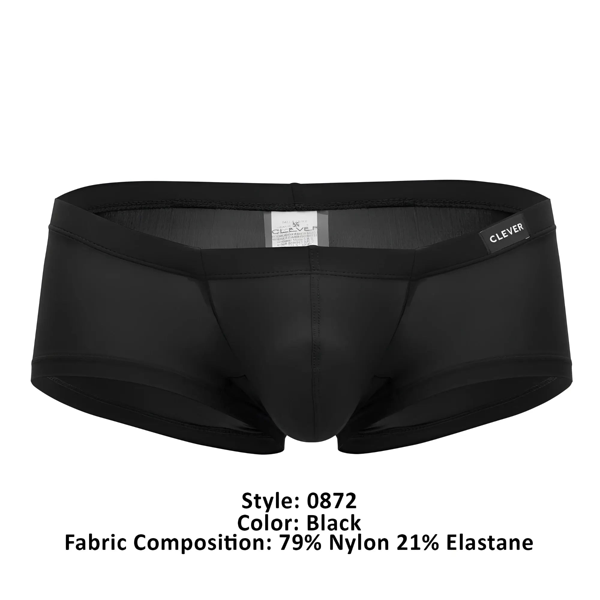 Black clever 0872 latin trunks made of 79% nylon 21% elastane men’s briefs with a clever fit