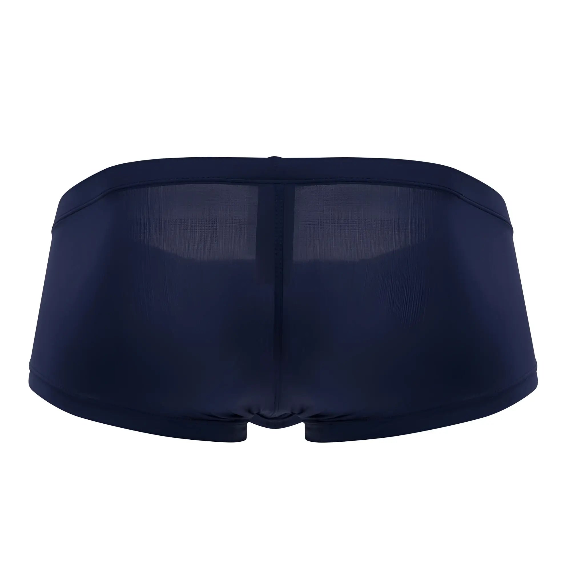 Navy blue clever 0872 latin trunks sheer mesh briefs with smooth stretchy fabric and a central seam front view
