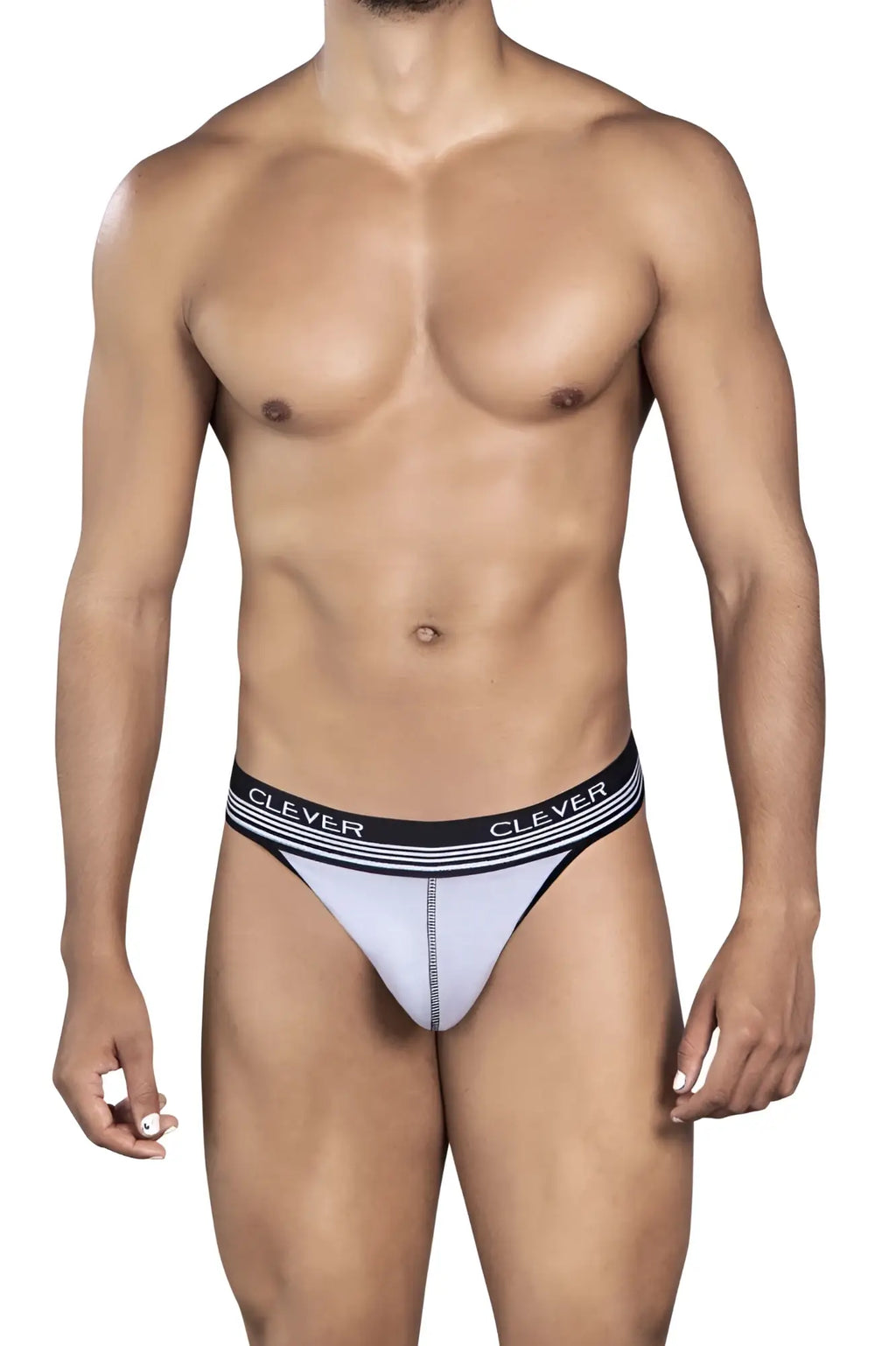 White and black clever 0926 comfy thongs with a striped waistband in gray for comfortable everyday wear