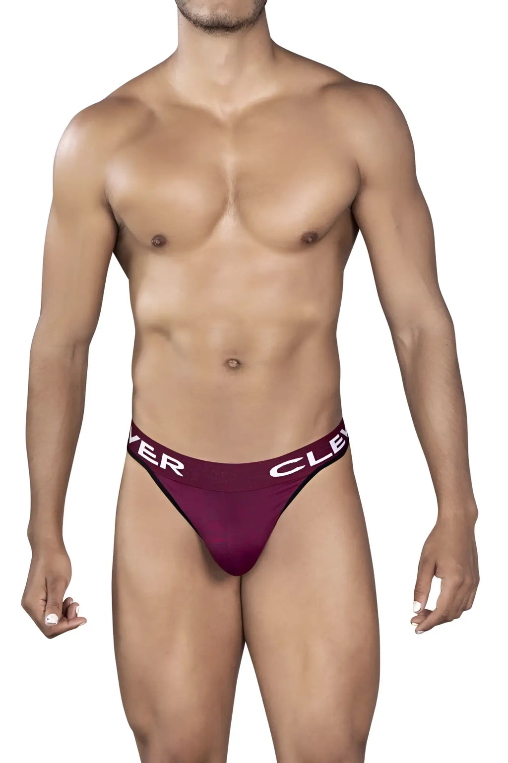 Maroon clever 0940 jasped thongs with white waistband branding designed for athletic comfort and support
