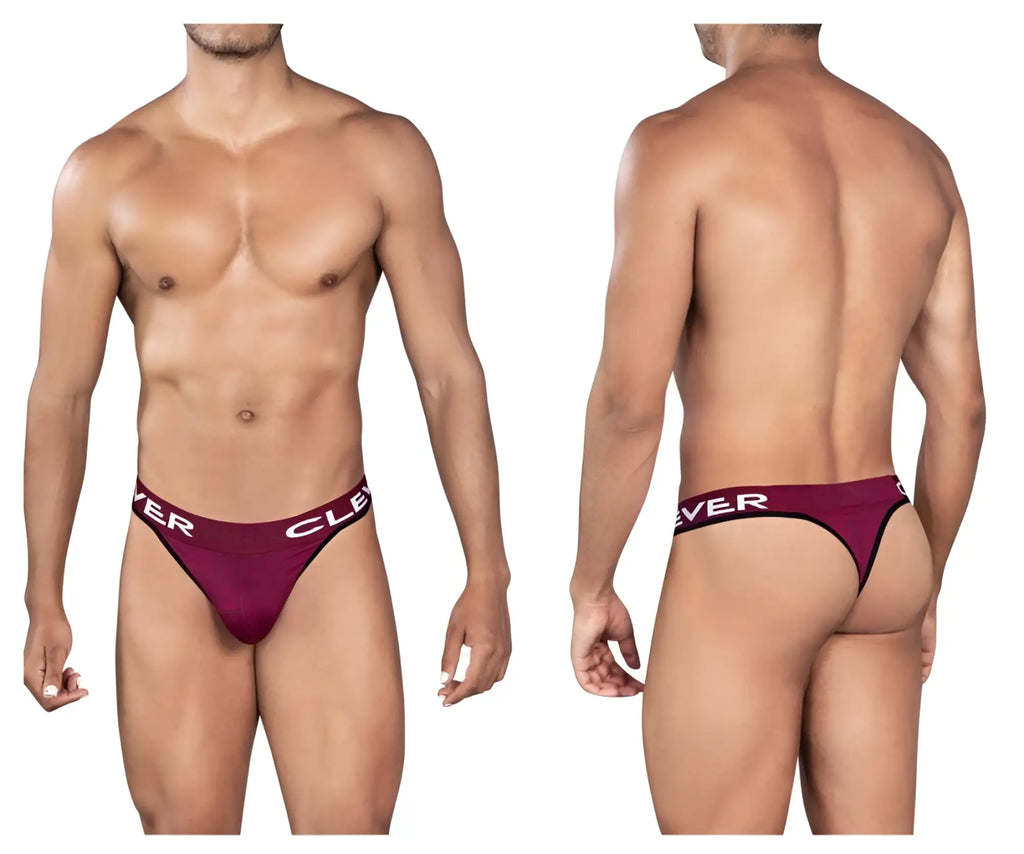 Maroon clever 0940 jasped grape briefs with white branding on the waistband in a soft stretch fabric