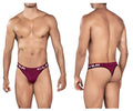 Maroon clever 0940 jasped grape briefs with white branding on the waistband in a soft stretch fabric