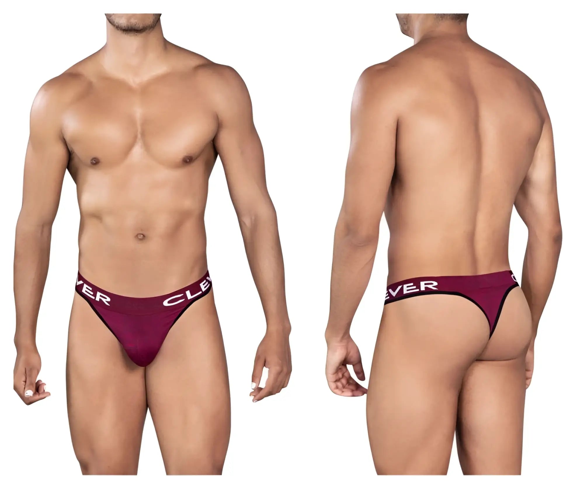 Maroon clever 0940 jasped grape briefs with white branding on the waistband in a soft stretch fabric