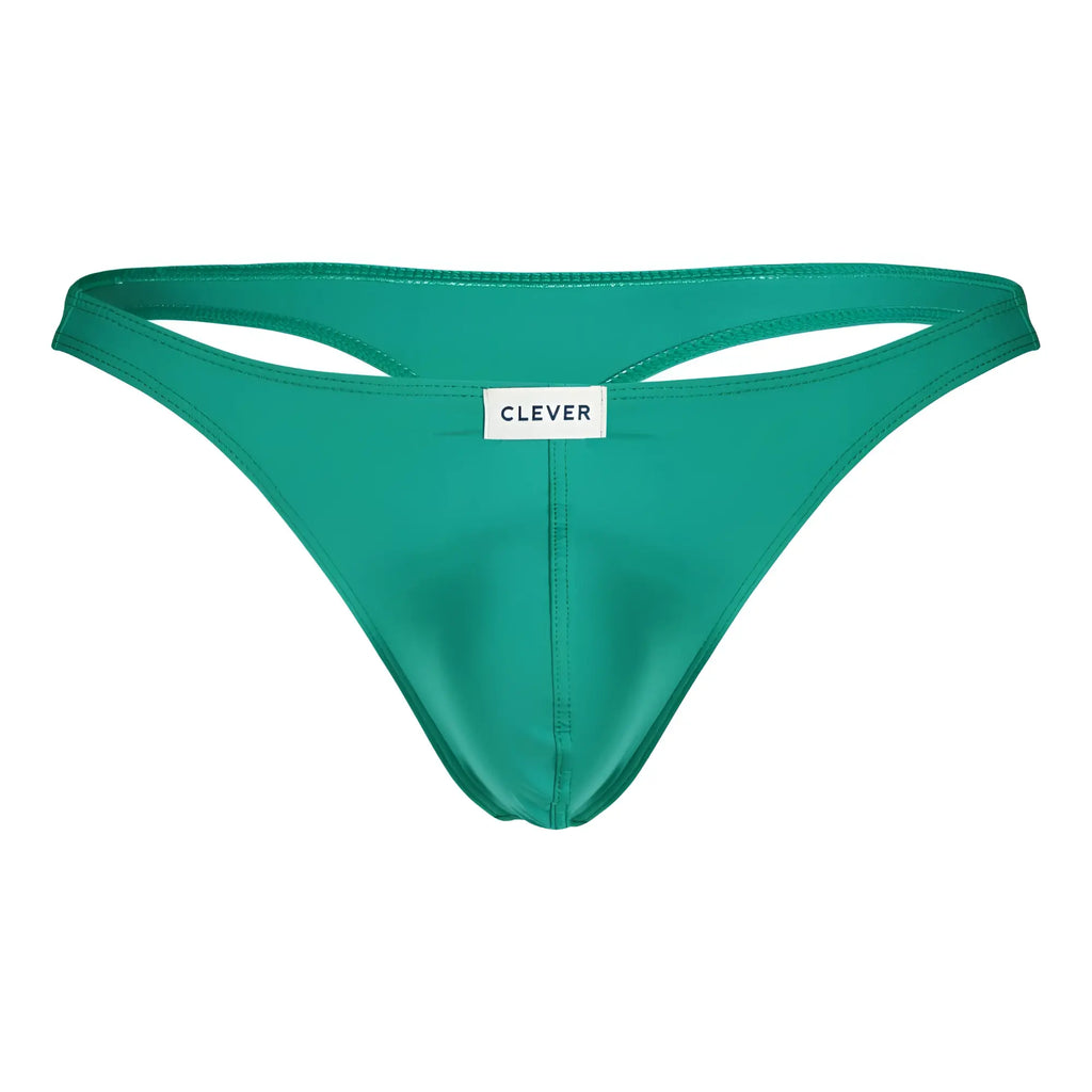 Clever 100007 teal thong made of smooth stretchy fabric with a sleek minimalist design in green pink and blue colors