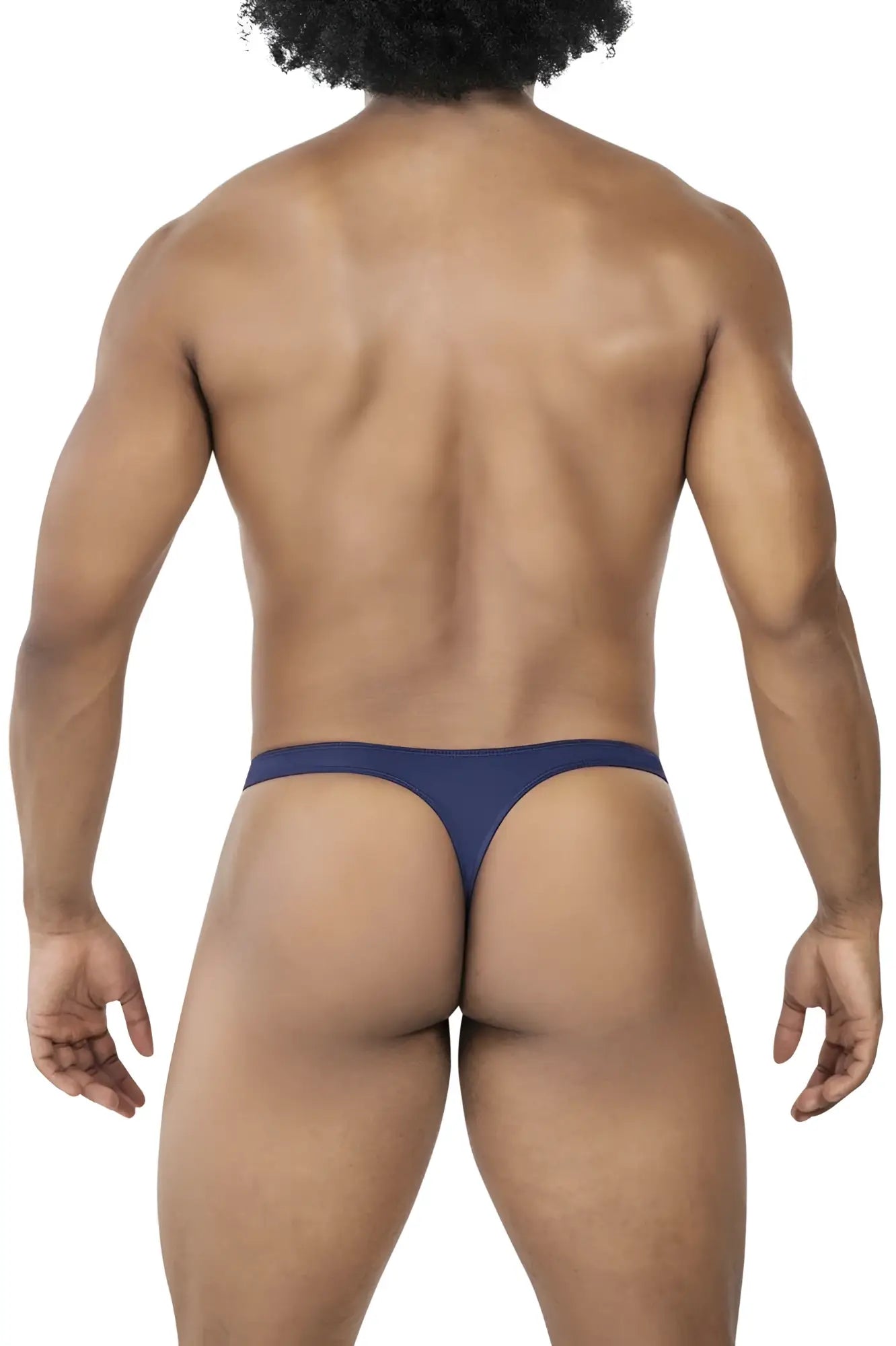 Navy blue clever 100007 thong made of smooth stretchy fabric with a sleek minimalist design shown from the back side