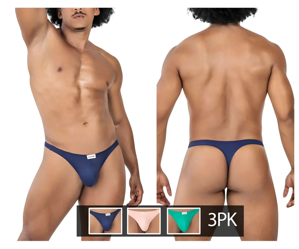 Navy blue clever 100007 thongs with a small white label front in a 3pk australian latin thongs set green pink blue