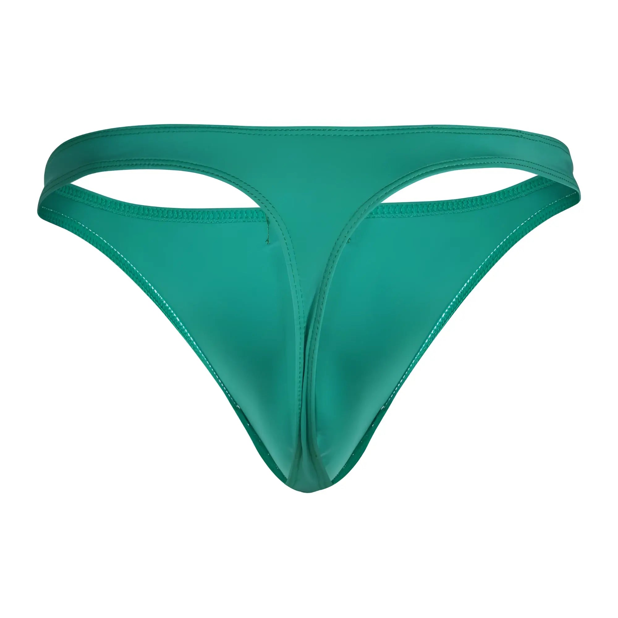 A sleek emerald green thong made of smooth glossy fabric with precise stitching from clever 100007 3PK Australian Latin thongs