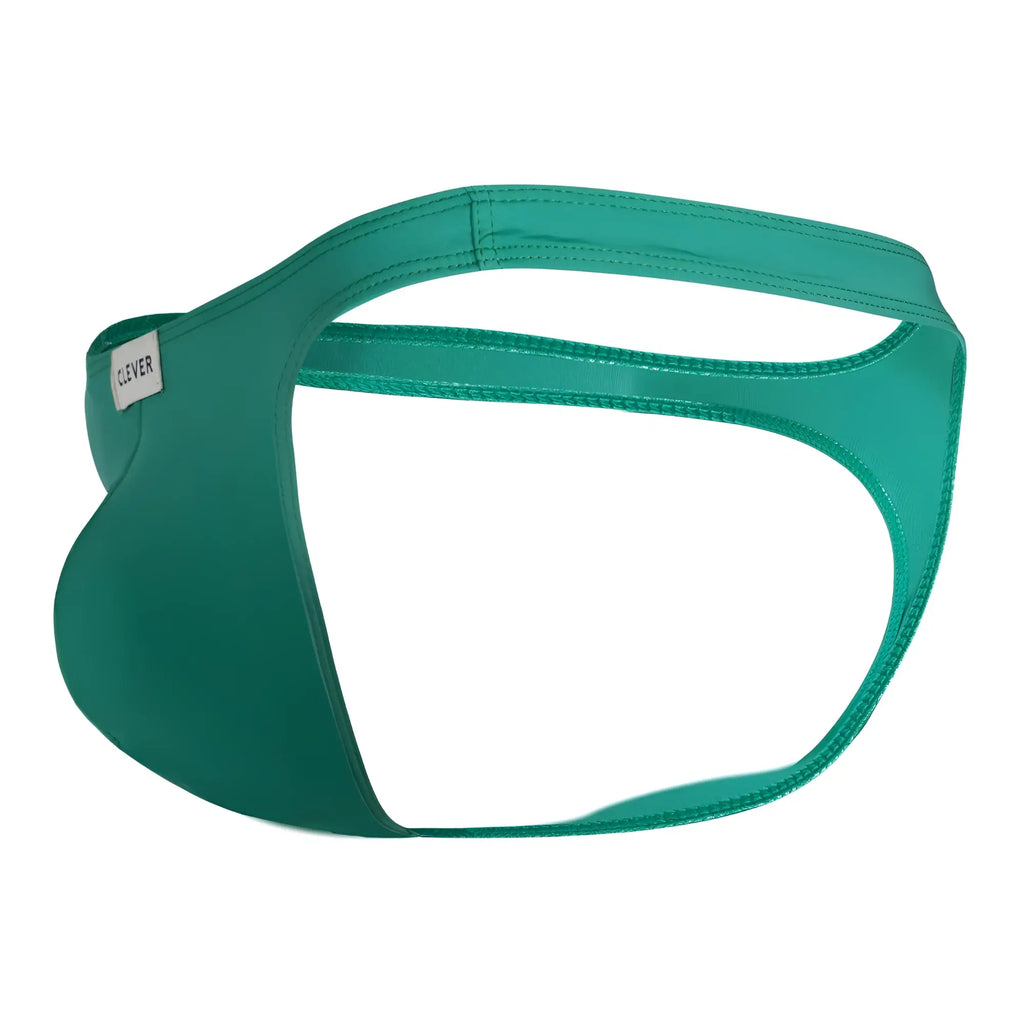 Teal-colored sleek mens briefs with smooth fabric and visible stitching from clever 100007 3pk australian latin thongs