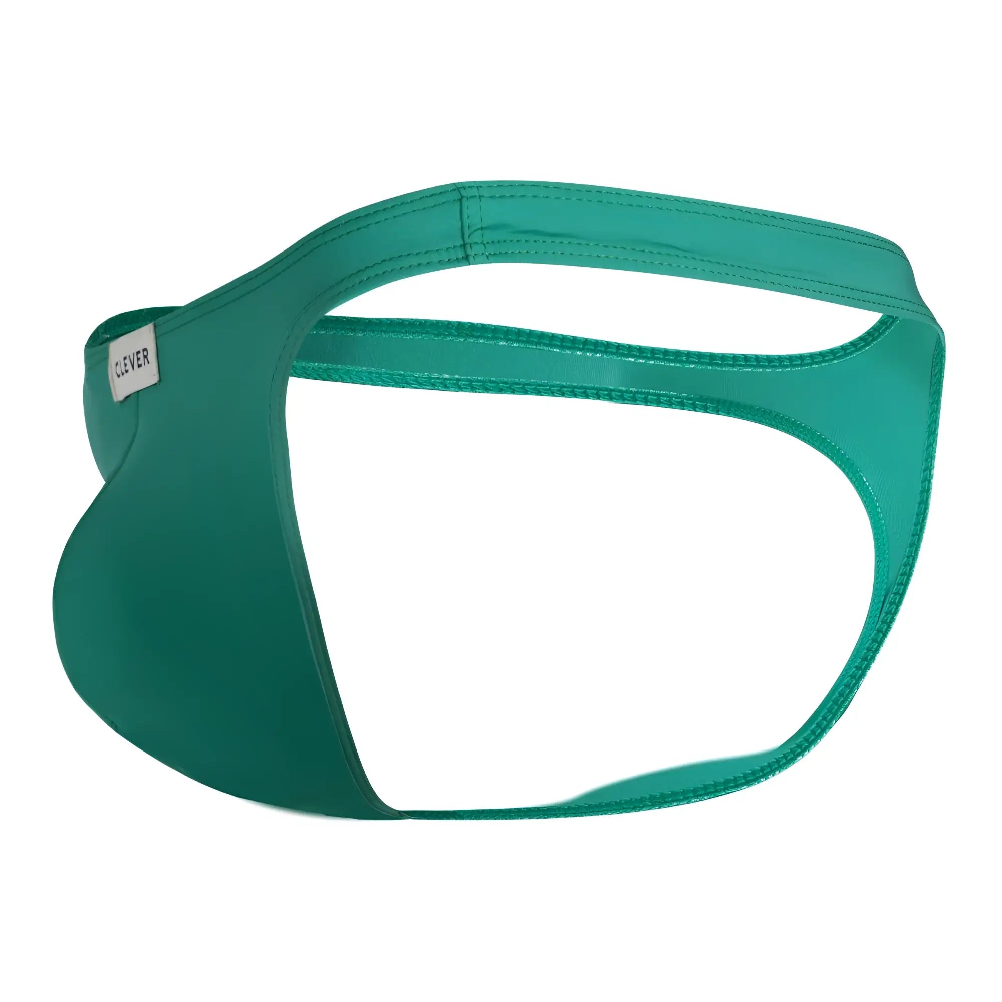 Teal-colored sleek mens briefs with smooth fabric and visible stitching from clever 100007 3pk australian latin thongs