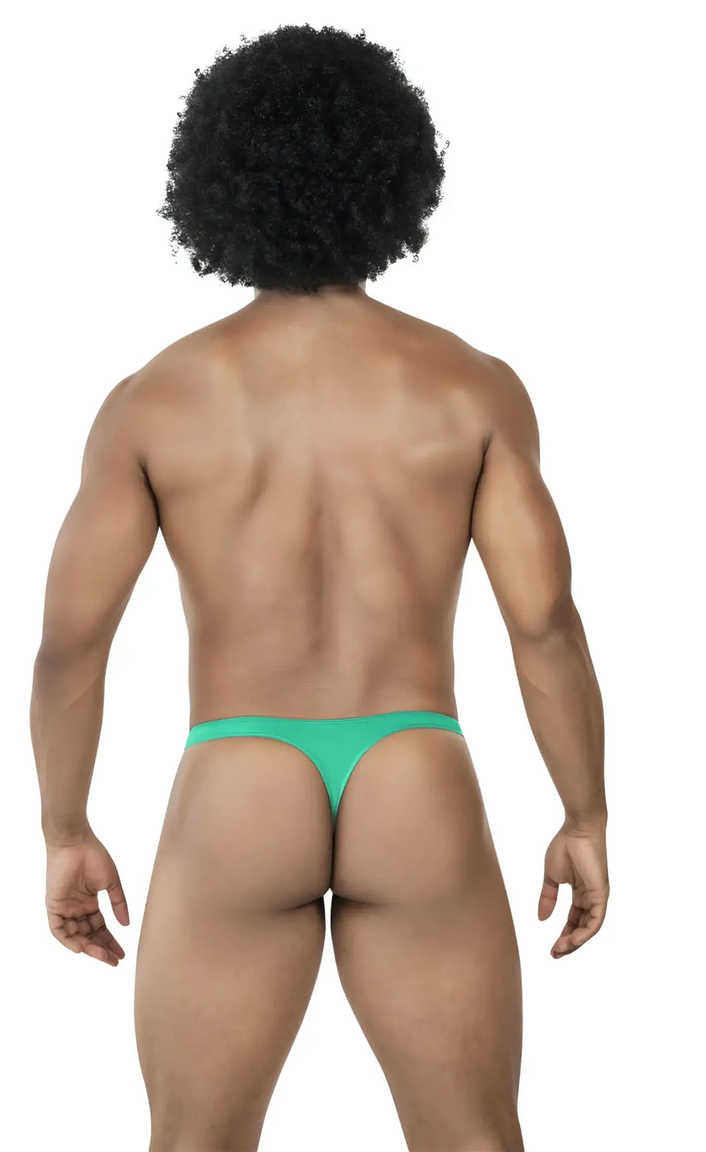A vibrant teal-colored clever 100007 australian latin thong made of smooth stretchy fabric