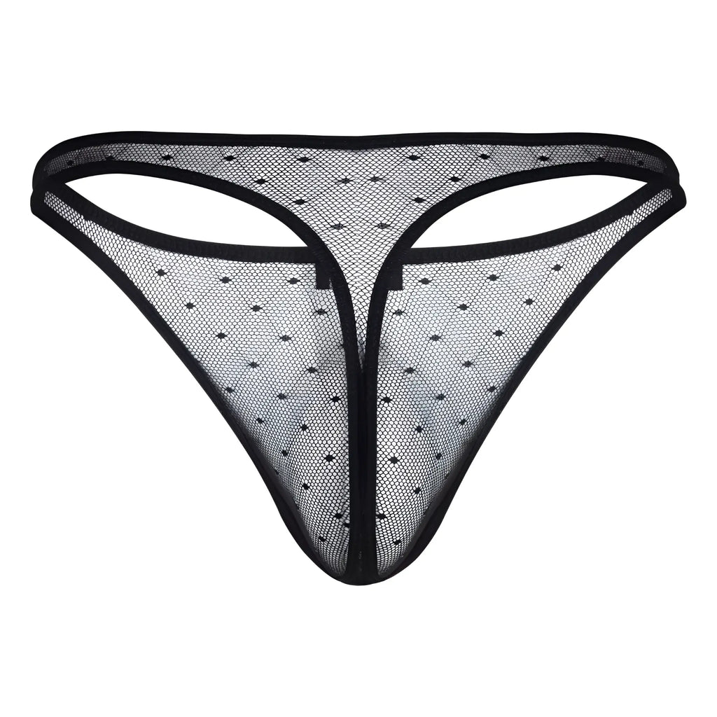 Black mesh thong with delicate diamond pattern and reinforced edges from clever 100008 3pk australian latin thongs