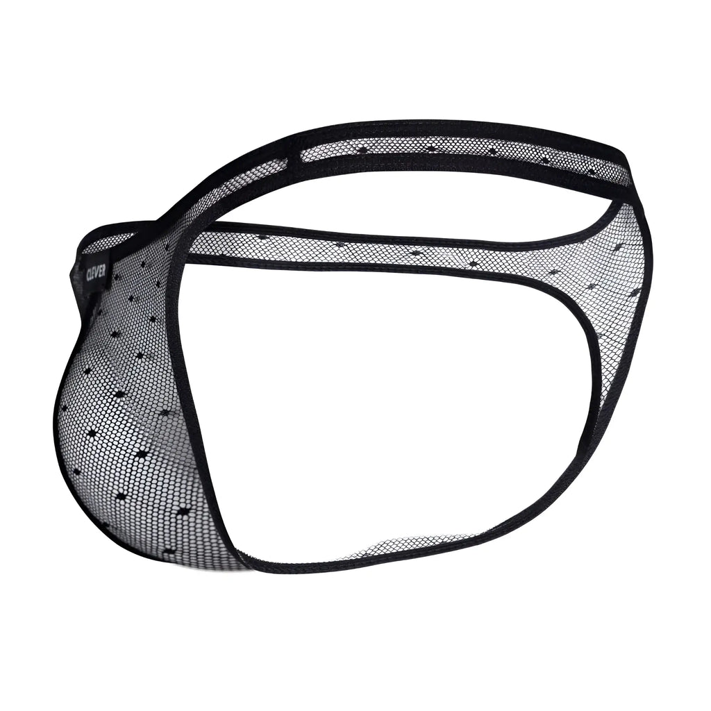 Black mesh thong with subtle dotted pattern and reinforced elastic edges from clever 100008 3pk australian latin thongs