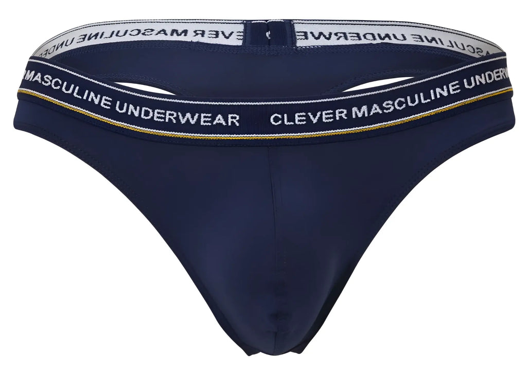 Navy blue clever masculine underwear briefs with white and gold branded waistband in australian color 100010 3PK set
