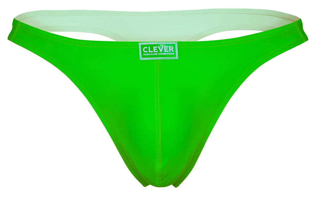 Bright green clever 10009 thong underwear with white inner lining and brand label from pride multicolored 7pk