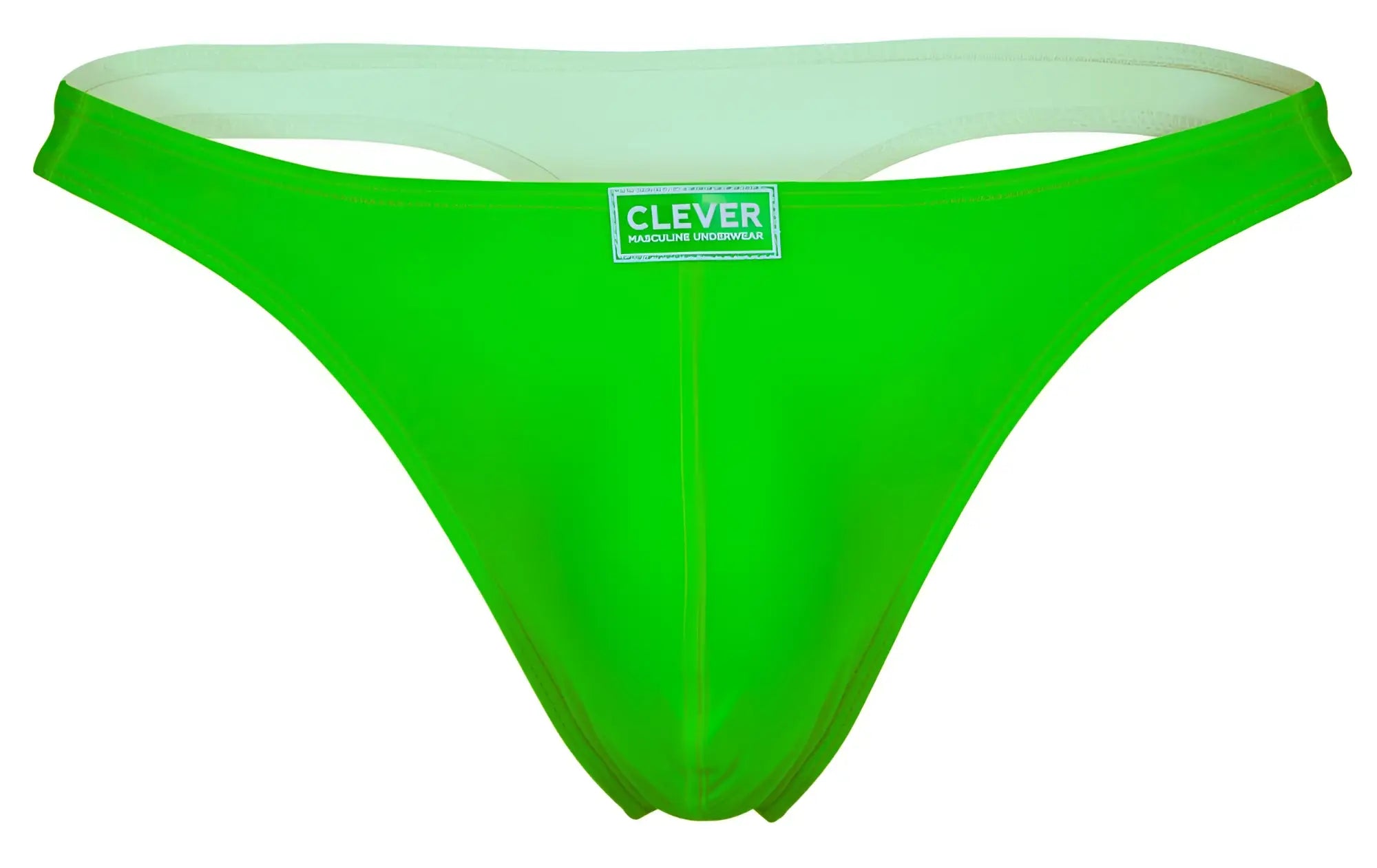 Bright green clever 10009 thong underwear with white inner lining and brand label from pride multicolored 7pk