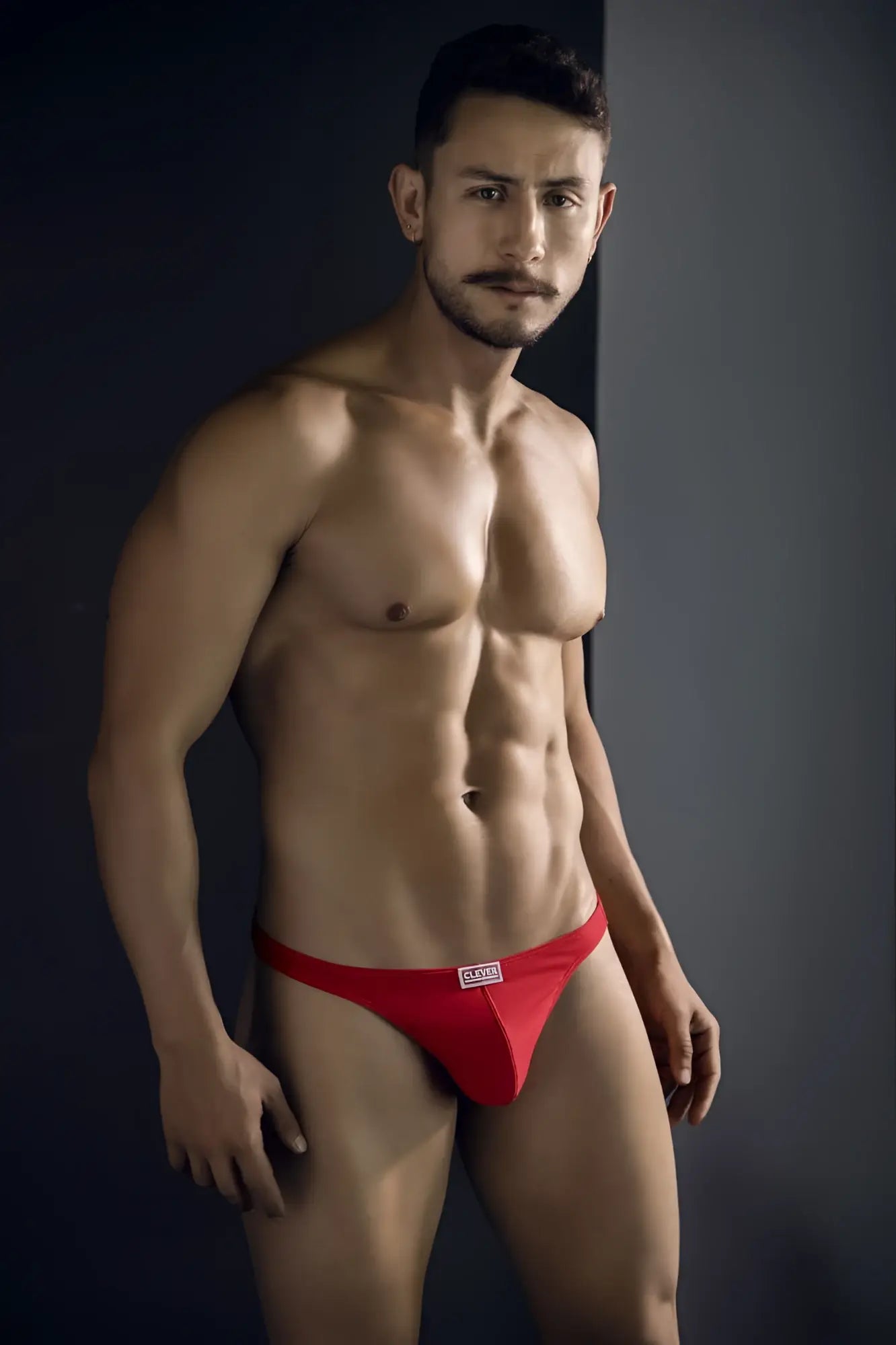 Red clever 10009 7pk pride athletic briefs with a small white logo on the front in multi-colored fabric