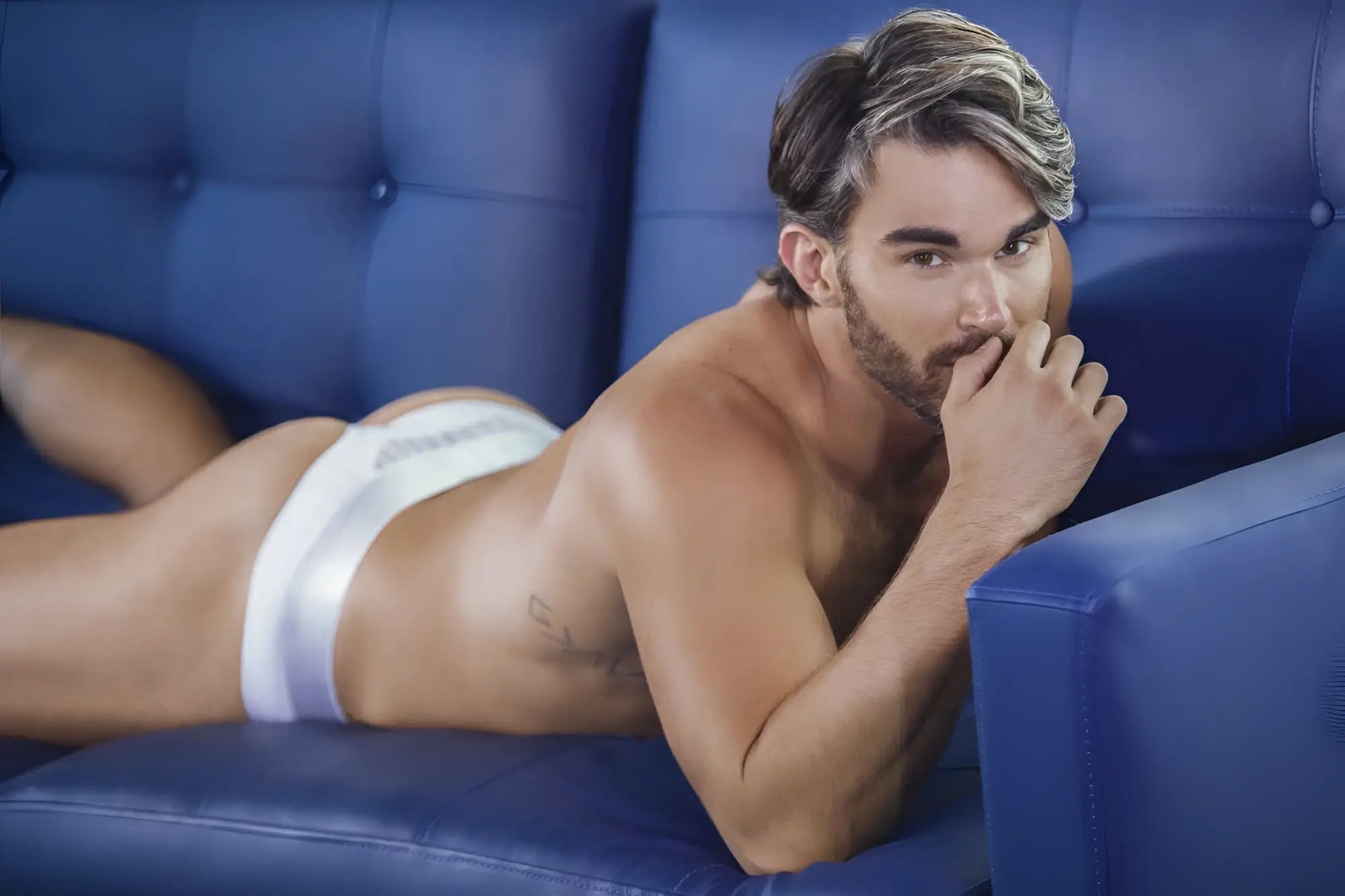 White calvin klein briefs in clever 1034 lucerna thongs color white showing front details and fabric texture