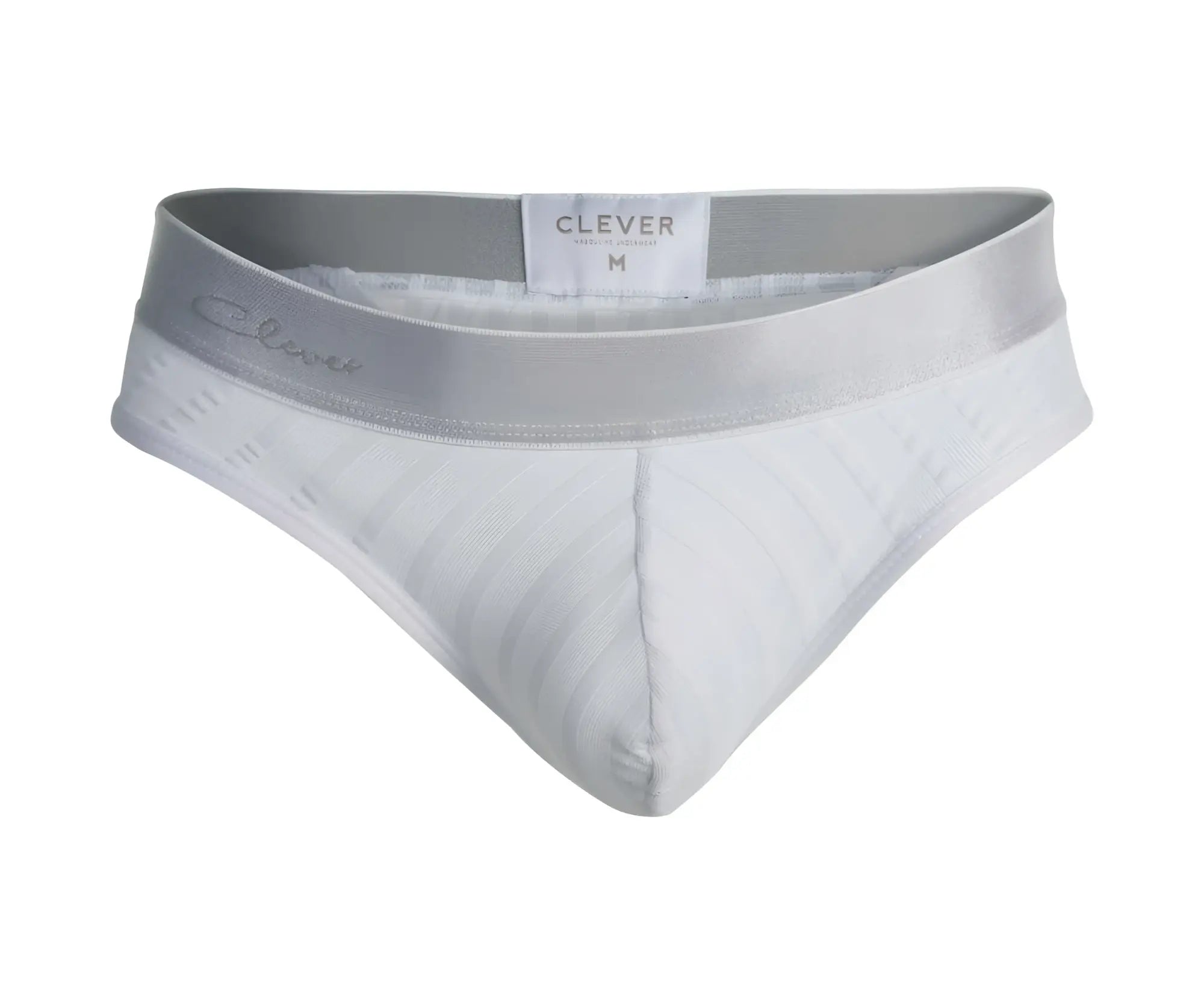White clever mens briefs clever 1034 lucerna with satin-like waistband and subtle striped texture