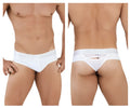 White men’s briefs clever 1034 lucerna thongs with sheer mesh back panel and elastic waistband in white