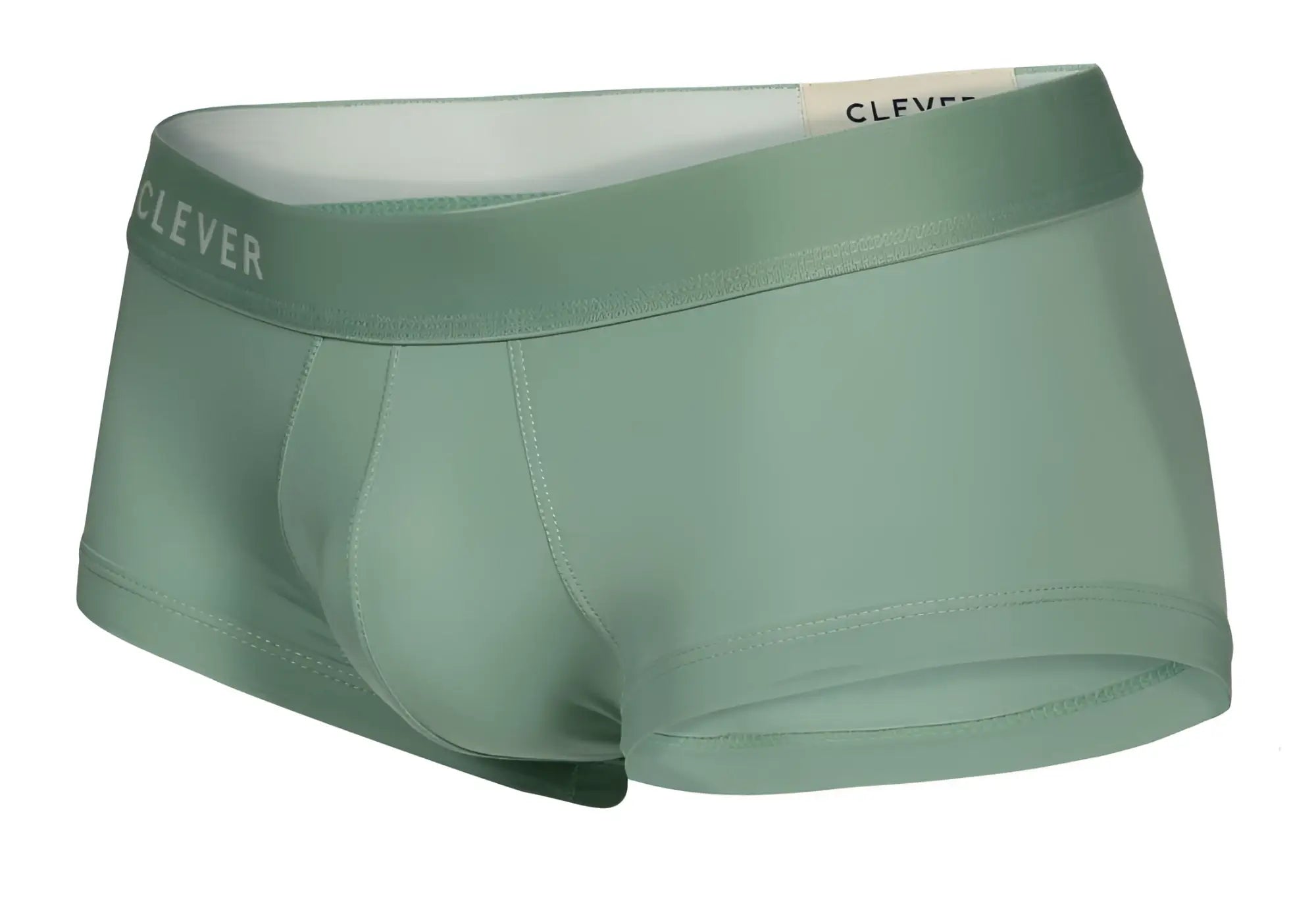 A sleek sage green men’s brief from clever 1306 tribe trunks designed for comfort and style