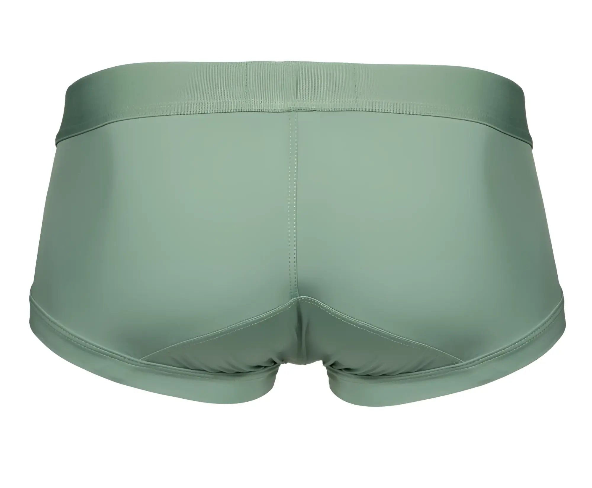 A sleek sage green clever 1306 tribe trunks brief with smooth fabric waistband and tailored seams
