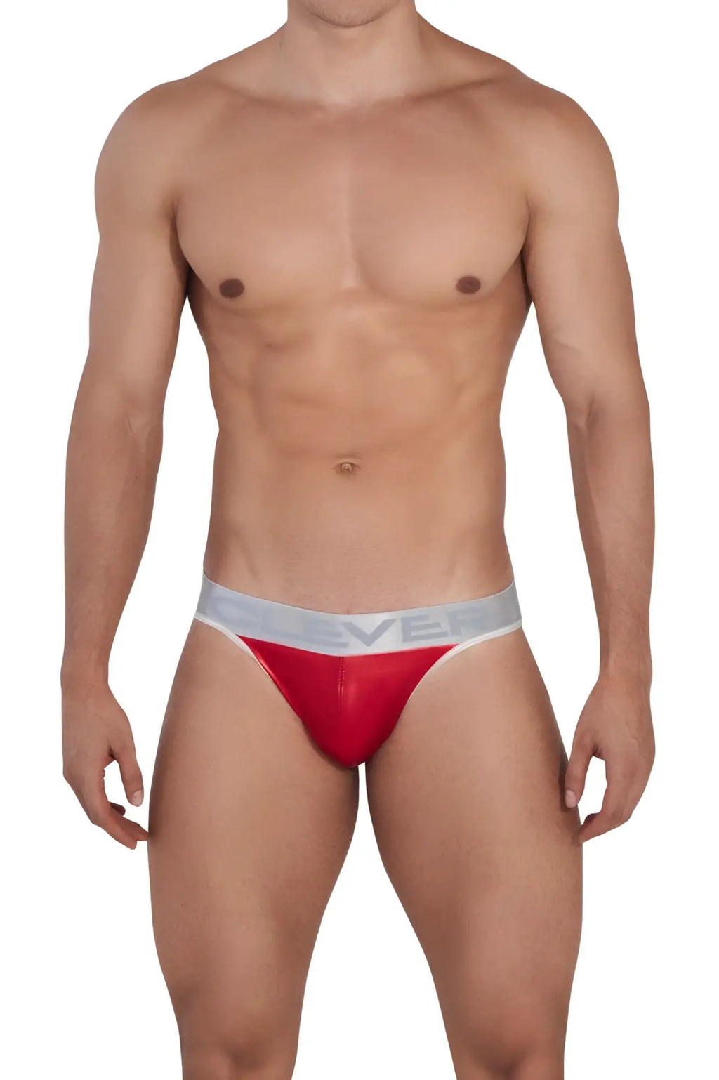 Red and silver clever 1410 earth thongs men’s briefs with sleek form-fitting design for comfortable all-day wear