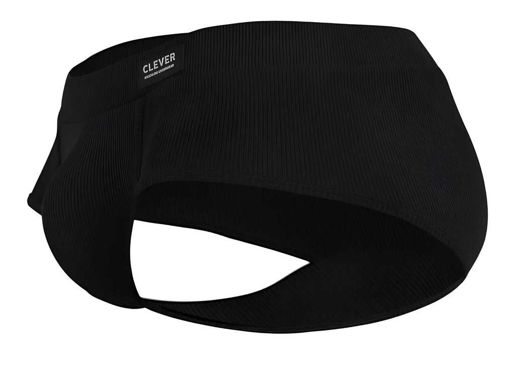 Black ribbed fabric headband with clever brand label on inner side in clever 1605 spirit briefs color black product