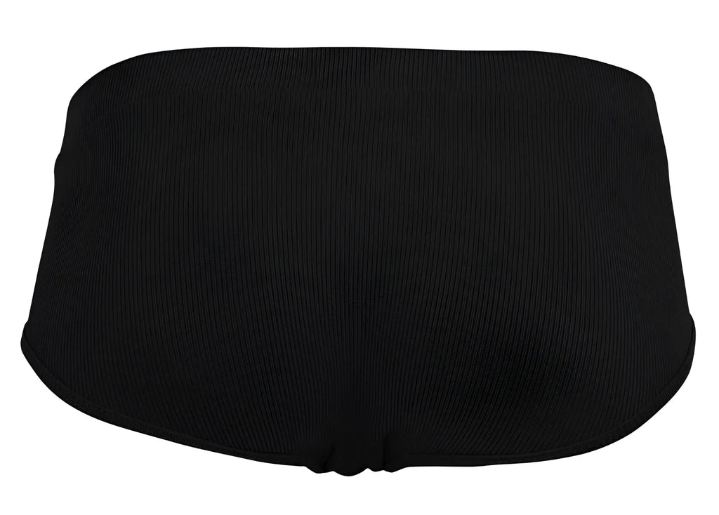Black Clever 1605 Spirit Briefs seamless ribbed knit bikini bottom with smooth design shown from the back
