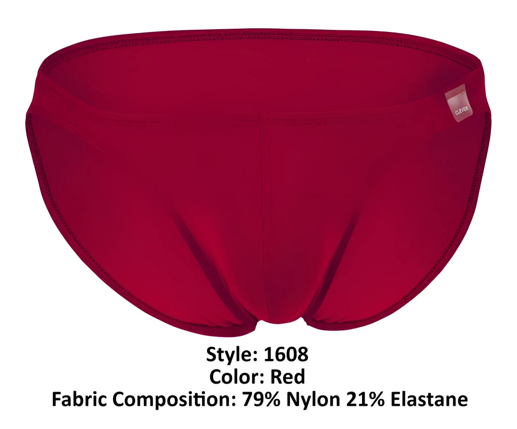 Red clever 1608 beatnik bikini swim trunks made of 79% nylon 21% elastane with a sleek form fitting design and center seam