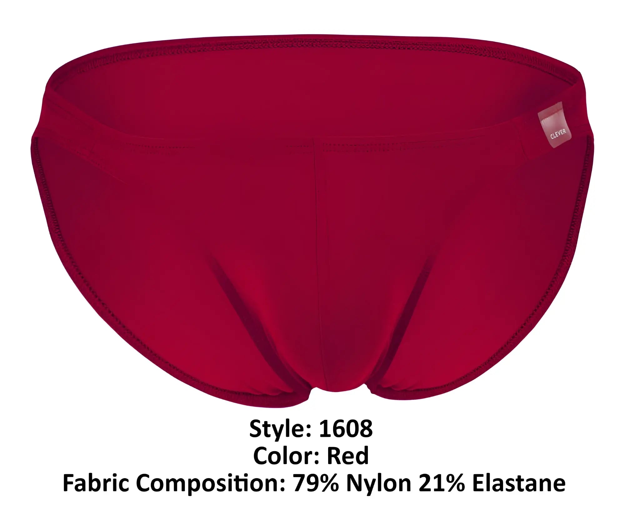 Red clever 1608 beatnik bikini swim trunks made of 79% nylon 21% elastane with a sleek form fitting design and center seam