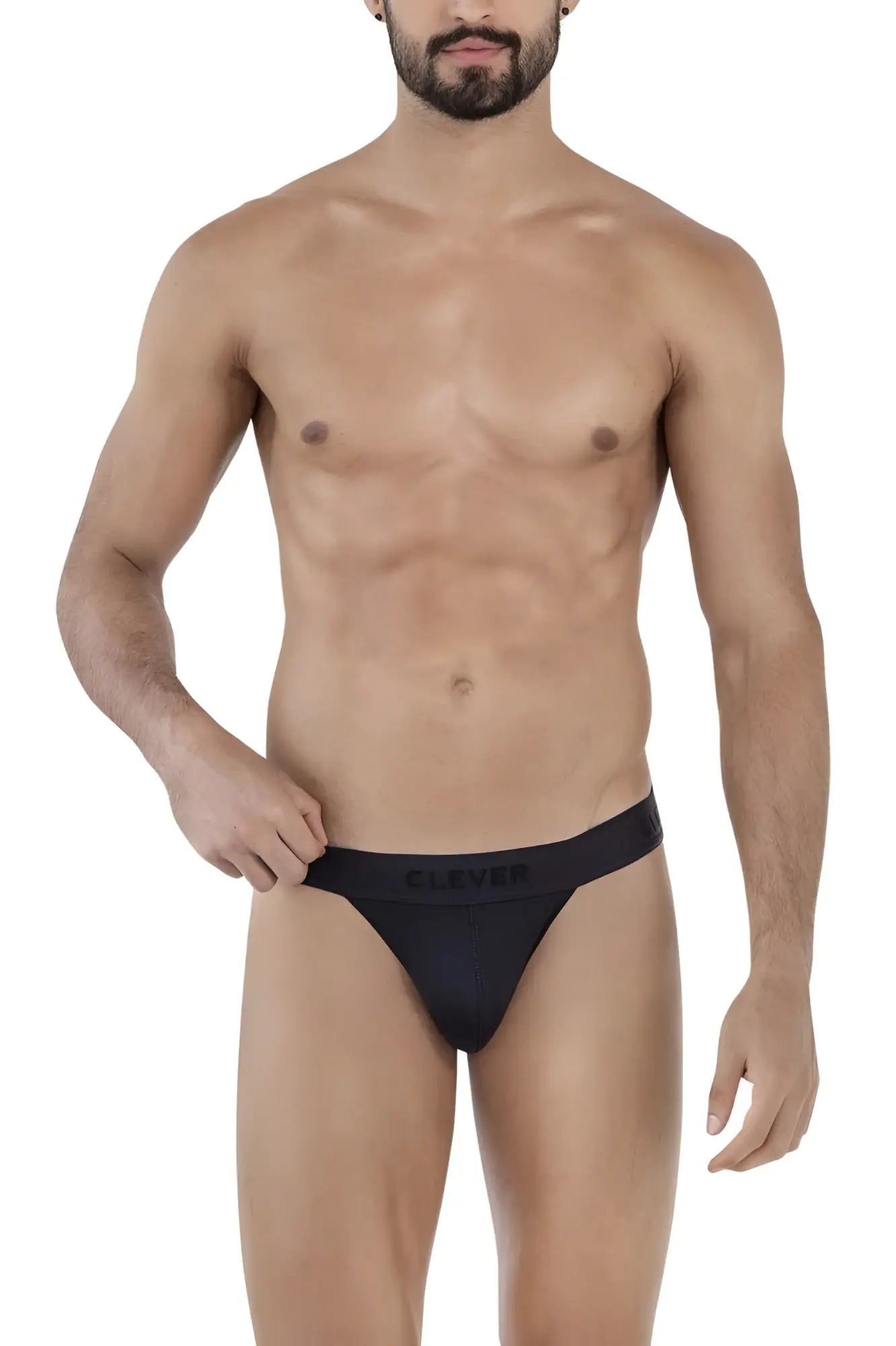Black cotton briefs with subtle clever logo embroidered on the waistband from clever 1627 deseo bikini black