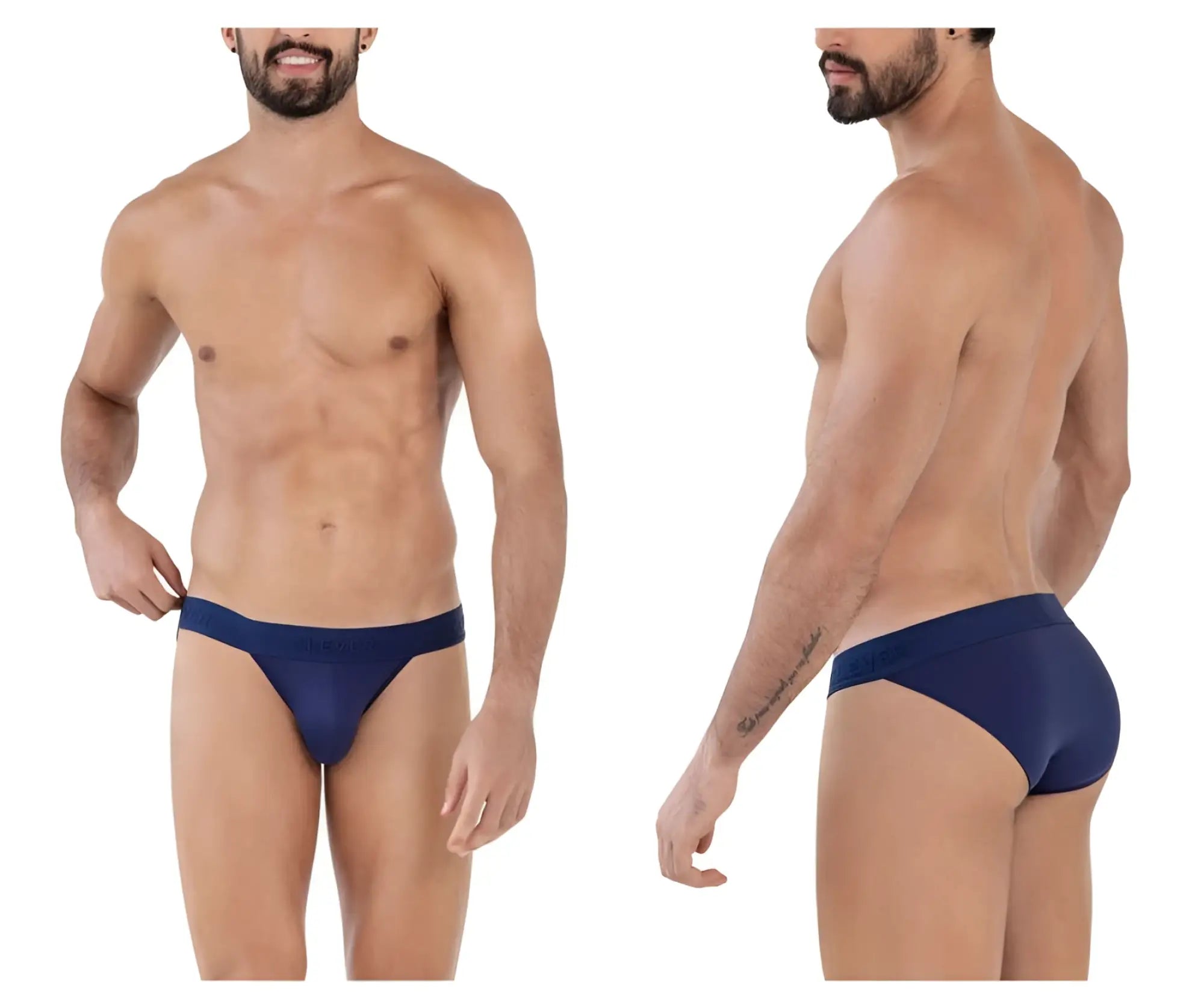 Navy blue clever 1627 deseo bikini briefs with smooth form-fitting design showing the back side of the product