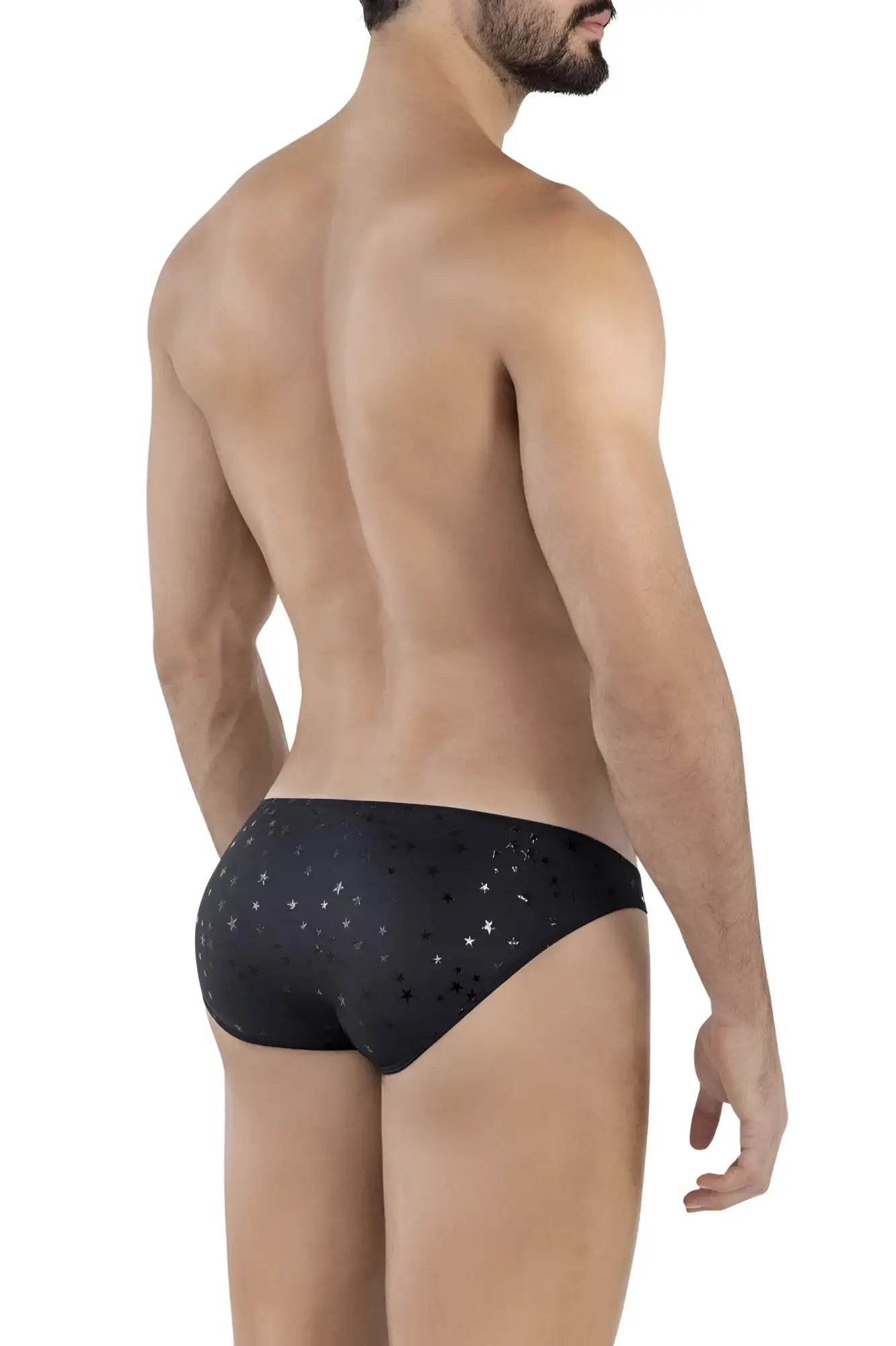 Black clever 1633 illusion bikini briefs with subtle silver star pattern for stylish comfortable wear