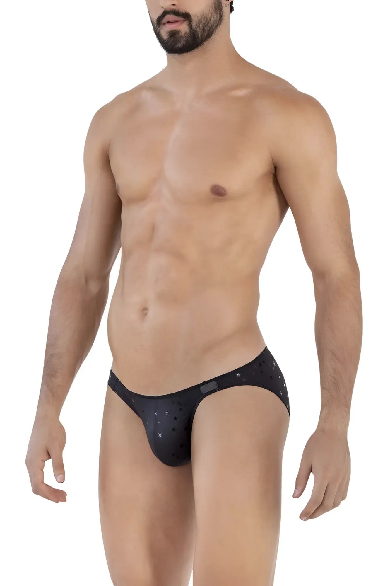 Black clever 1633 illusion bikini briefs featuring a subtle star pattern in soft breathable fabric