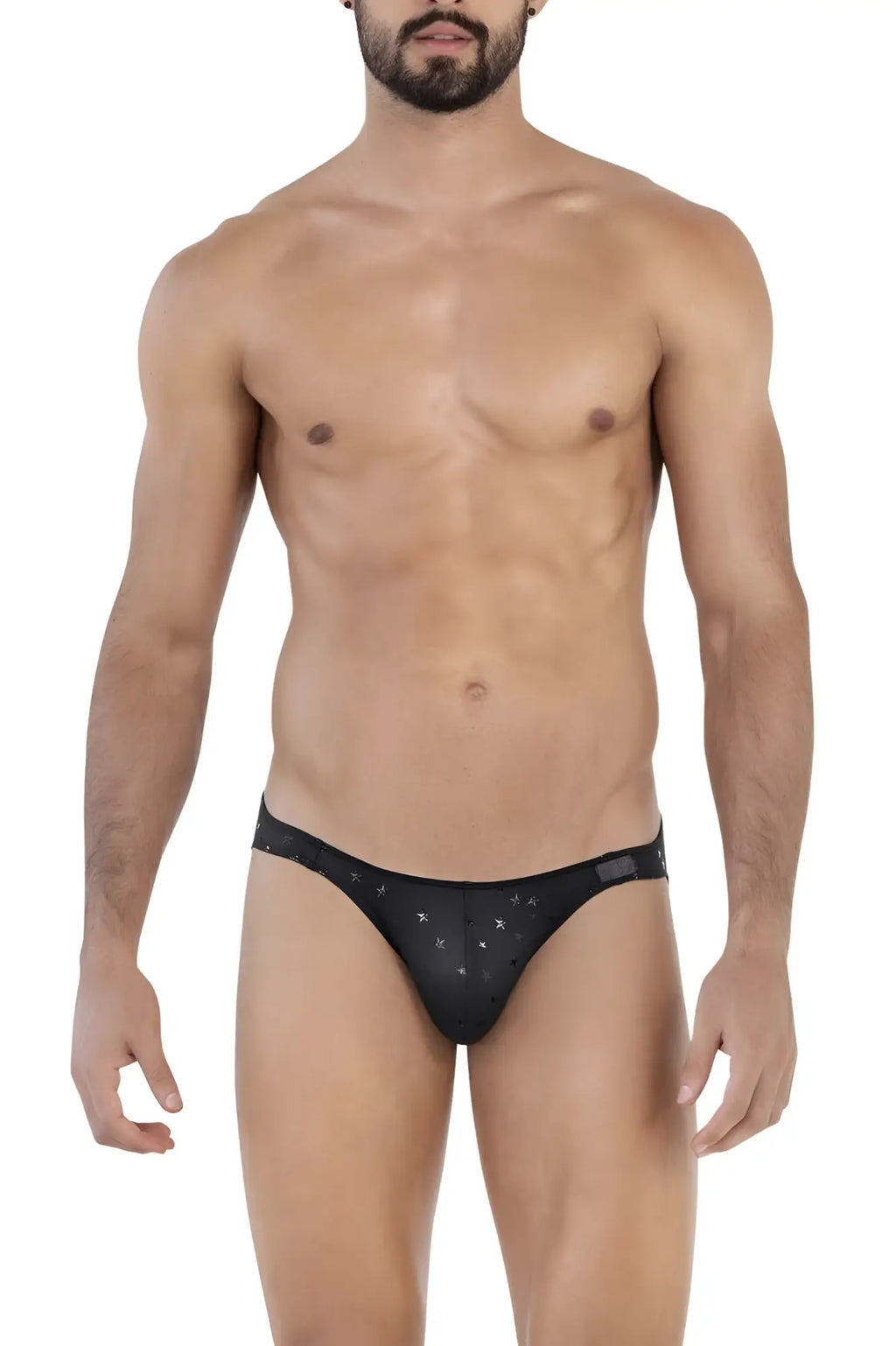 Black clever 1633 illusion bikini briefs with star pattern made of soft fabric for comfortable everyday wear