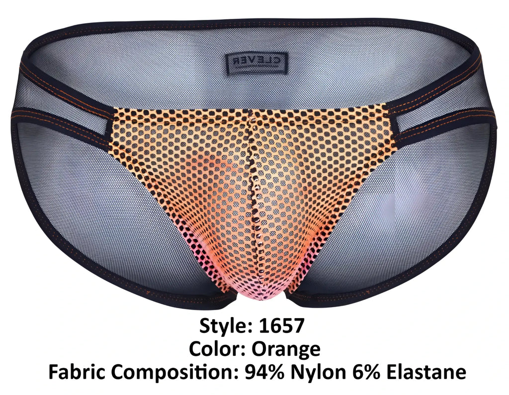 Orange mesh briefs clever 1657 mockery bikini with gold to pink gradient and black trim waistband label