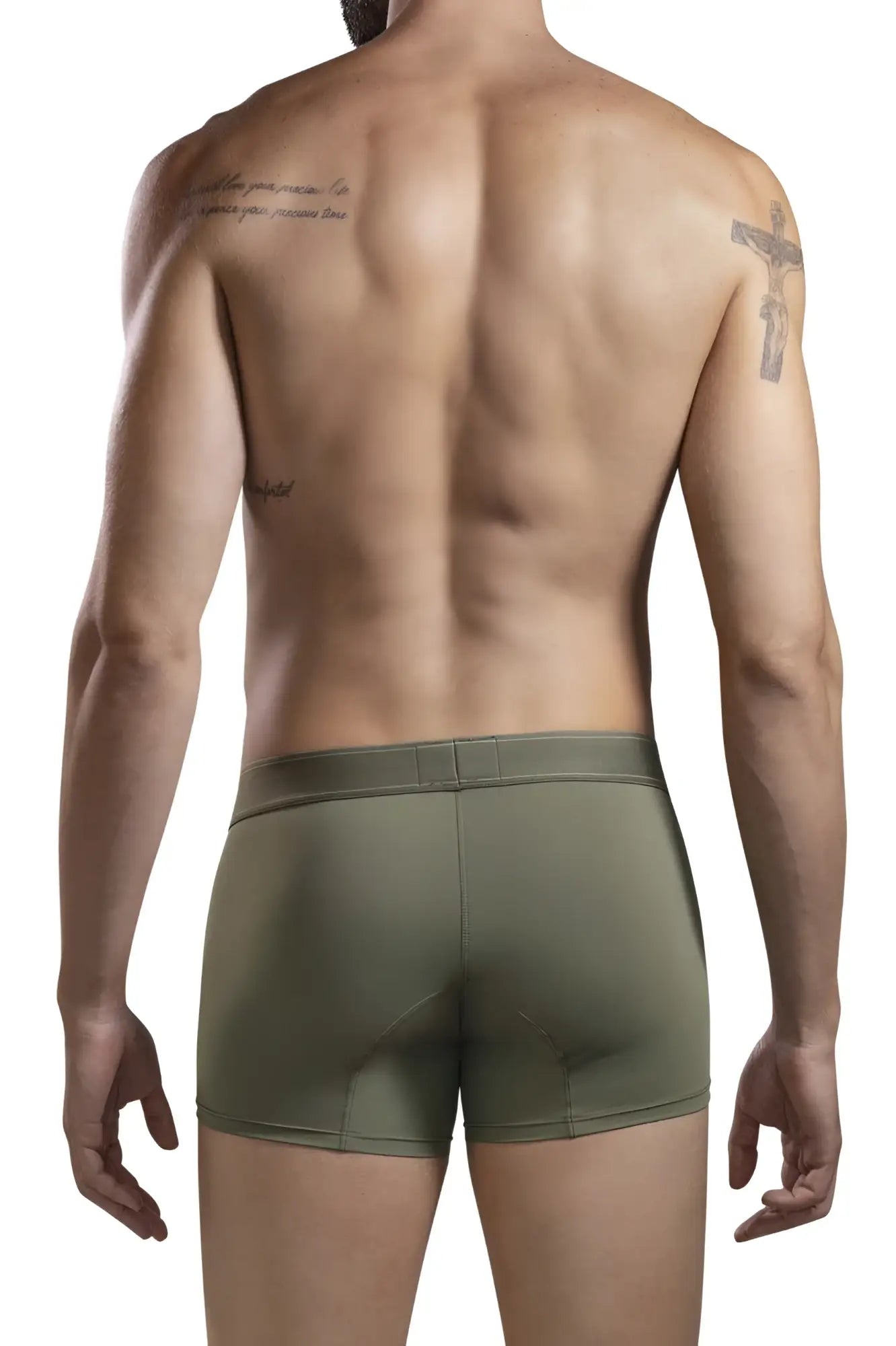 Olive green clever 1668 britanica trunks stretch cotton briefs showing the back side of the product