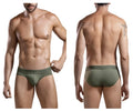 Olive green cotton briefs with clever branding on the waistband part of clever 1670 britanica briefs collection